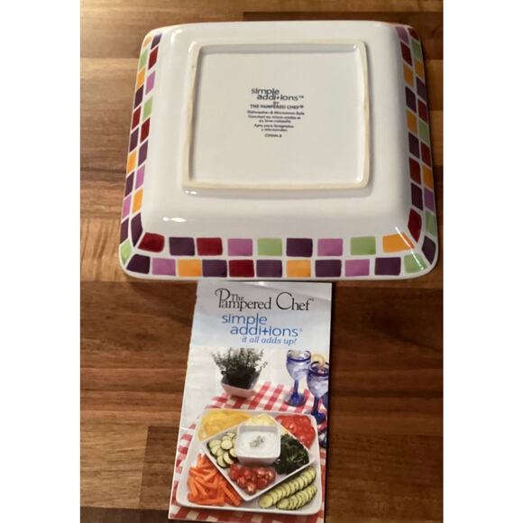 Set of 2 Pampered Chef Simple Additions Serving Trays Plates Tiles Small Square - Picture 8 of 8